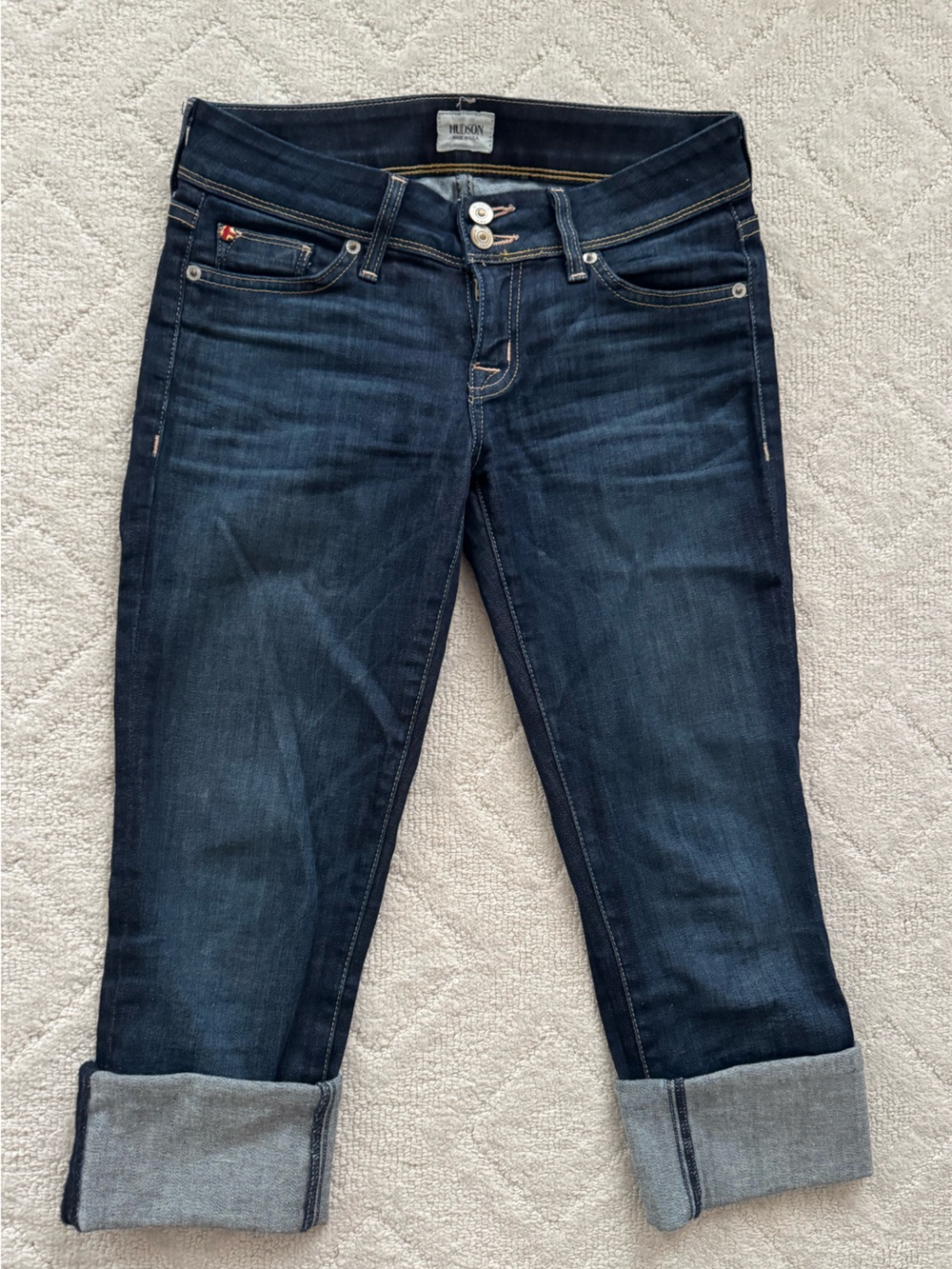 Hudson Women’s Ginny Crop Straight DarkBlue Jeans w/Cuffs/Low rise/ 26